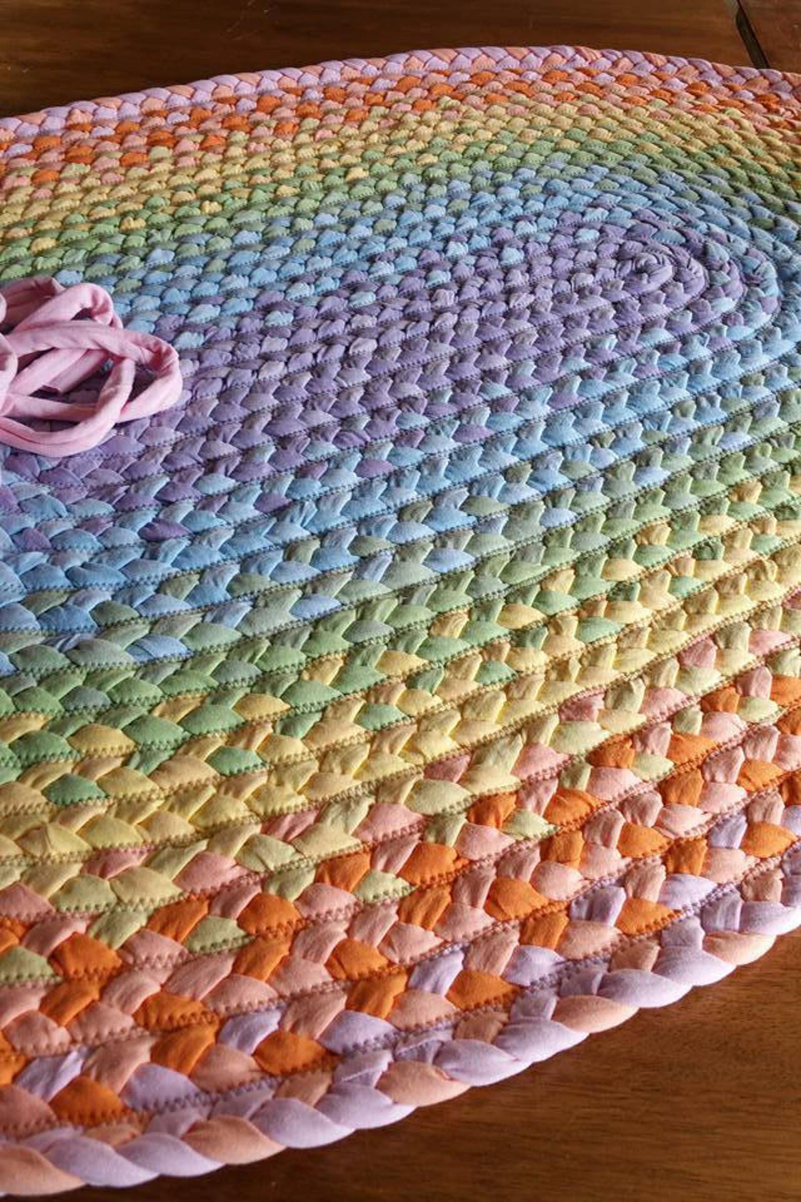 36 x 54 pastel rainbow braided rug lavender light blue Etsy