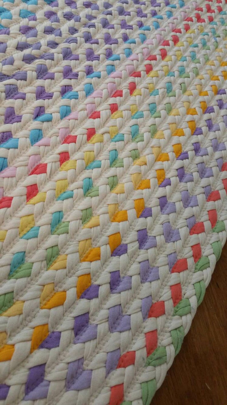 Pastel and natural braided rug using pistachio lavender Etsy