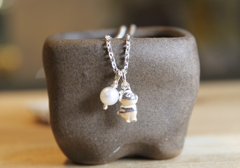 Baby Gift Gift for her Zodiac jewelry,Birthstone Birthday Gift Dainty Silver Pig Baby Pearl Necklace,Birth animal