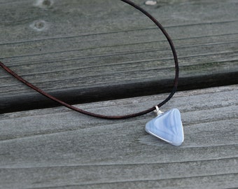 Blue Lace Agate Pendant Necklace - Sterling Silver styled