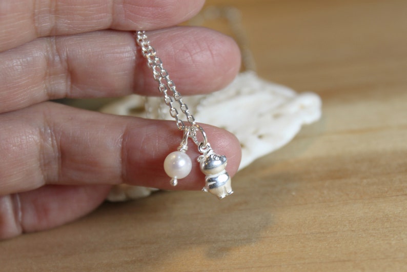 Baby Gift Gift for her Zodiac jewelry,Birthstone Birthday Gift Dainty Silver Pig Baby Pearl Necklace,Birth animal