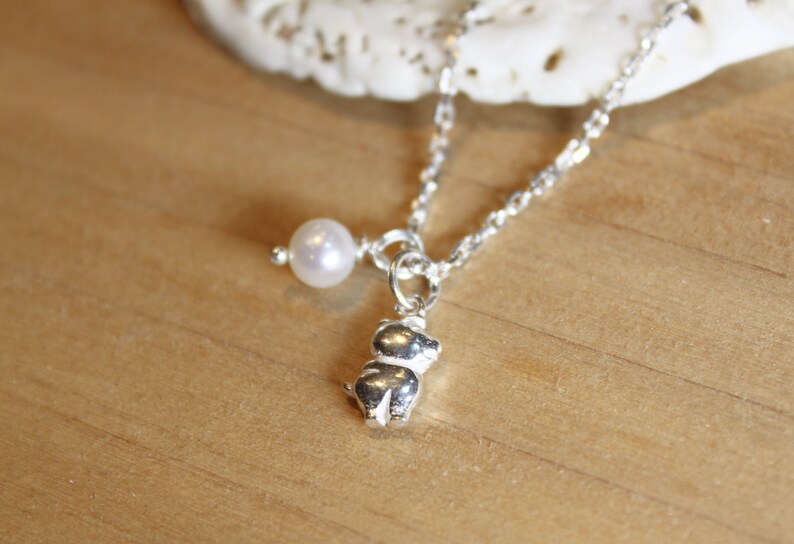 Baby Gift Gift for her Zodiac jewelry,Birthstone Birthday Gift Dainty Silver Pig Baby Pearl Necklace,Birth animal