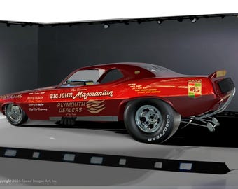 Big John Mazmanian’s 1970 ‘Cuda Funny Car Drag racing Fauxto poster 5