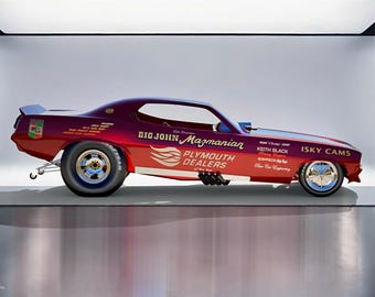 Big John Mazmanian’s 1970 ‘Cuda Funny Car Drag racing Fauxto poster 4