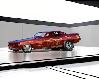 Big John Mazmanian’s 1970 ‘Cuda Funny Car Drag racing Fauxto poster 2
