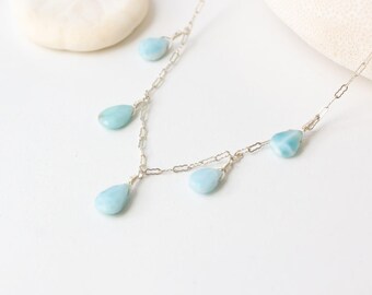 Larimar Drop Necklace with Sterling Silver - Davina