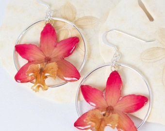 Orchid Drop Earrings with Hoops- Flor