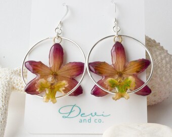 Real Earrings with Hoops - Cranberry