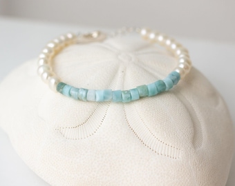 Larimar and Pearl Bracelet - Tenang