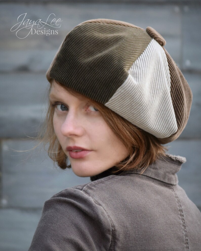 Reserved for Jane Corduroy Beret Hat Earthy Patchwork Etsy