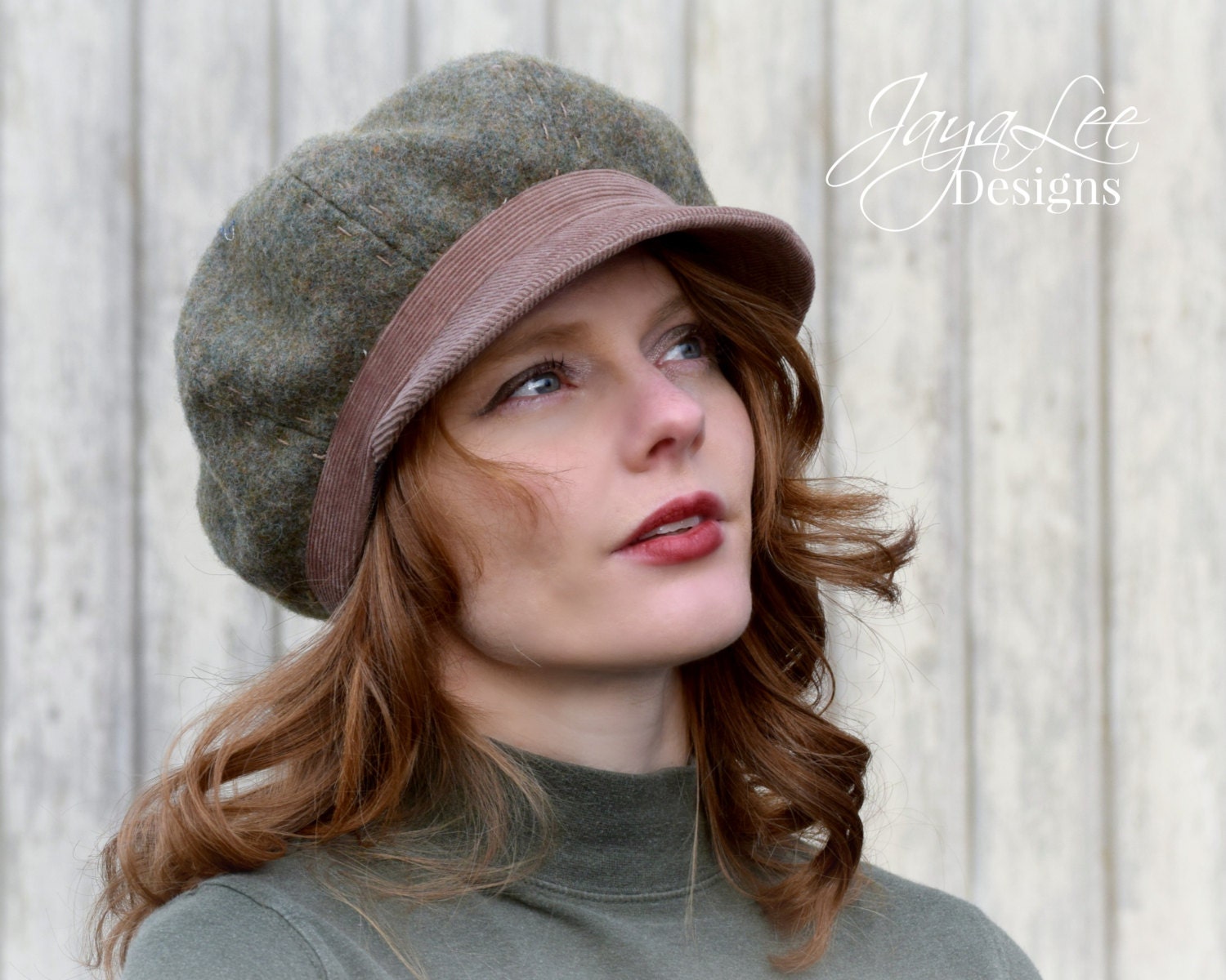 Women's Newsboy Hat Cap / Warm Gray Green Wool / Dusty | Etsy