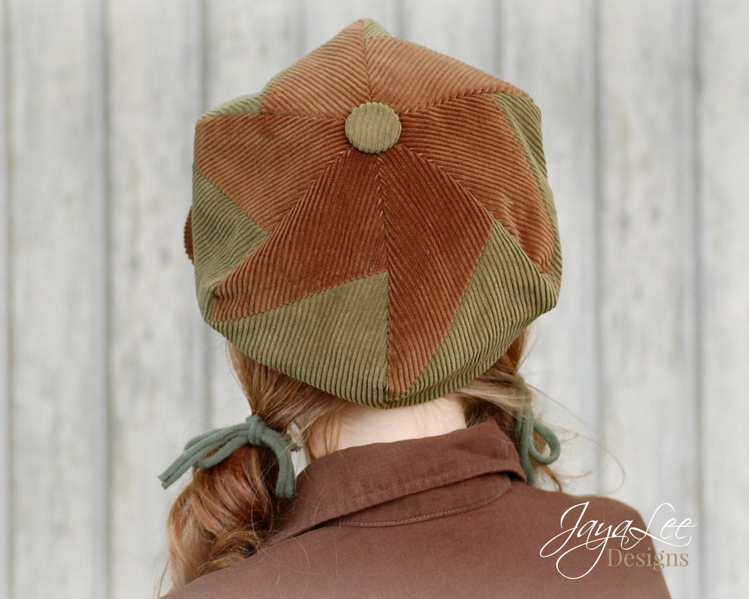 Corduroy Patchwork Newsboy Hat in Rustic Fall Brown and Green Etsy