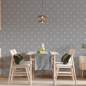 carta da parati di design, carta da parati ecologica, anatre su sfondo grigio, carta da parati per bambini, carta da parati grigia per cucina, carta da parati di design DCPWall