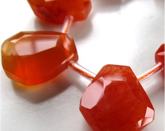 Agate Beads 18 x 15mm Burnt Orange Faceted Full FreeForm Teardrops - 2 Pieces