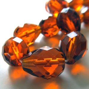 Czech Glass Beads 16 x 12mm DarkTopaz Faceted Teardrops - 4 Pieces