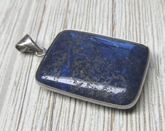 Pendentif Perle Lapis Lazuli Goutte 25mm Bleu Nuit Doré - Fait Main, Référence 455855009