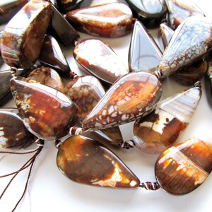 Crab Agate Focal Beads 40 x 22 X 14mm Big Smooth Ginger Brown Crab Teardrop 4 Pieces image 4