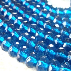 Czech Glass Beads 6 x 4mm Deep Aqua Blue Faceted Rondelles 20 Pieces image 3