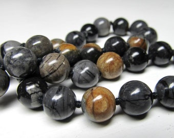 Jasper Beads 9mm Smooth Polished Natural Picasso Jasper Earth Tones Rounds - 10 Pieces