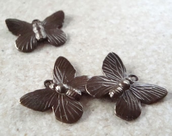 Brass Findings 20 x 15mm Vintaj Natural Brass Butterfly Charms - 2 pieces