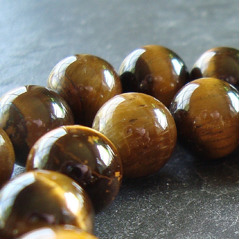 Tigereye Beads 10mm Smooth Flash Brown Rounds 10 pieces image 2