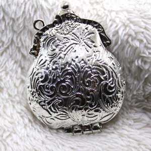 Metal Charm 2 X 1.5 Double Stamped Working Locket in Multicolors 1 Piece Bright Silver