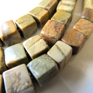 Jasper Beads 6mm Smooth Cube Natural Picasso Jasper Earth Tones Squares 20 Pieces image 1