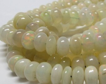 Rainbow Opal Rondelle 6 x 3mm Smooth Fire Charged Rondelle Beads - 4 inch Strand