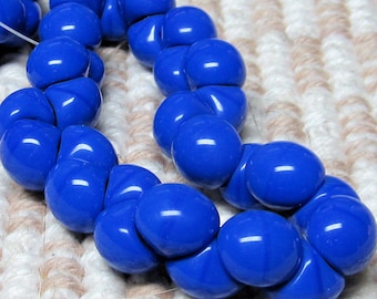 Perles de verre tchèques 9 X 8mm Lisse Brillant Royal Blue Buttons - 30 Pièces