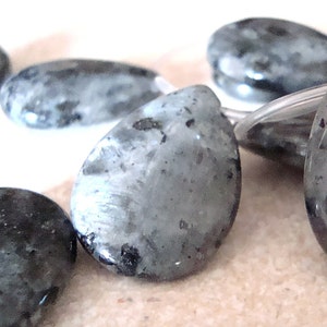 Larvikite Beads 24 x 18mm Black Labradorite Smooth Teardrops 4 Pieces image 2