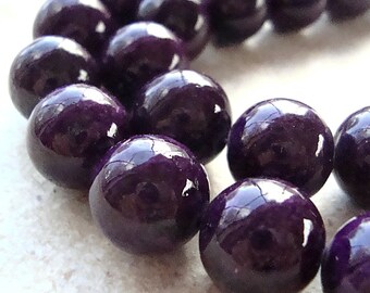 Fossil Beads 6mm Natural Sangria Purple Smooth Round Stones - 8 inch Strand