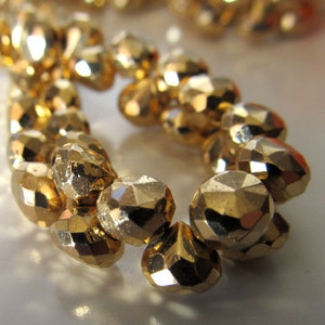 Pyrite Onion Beads 6 x 6mm Gold Coated Fools Gold Faceted Onions 12 pieces image 4