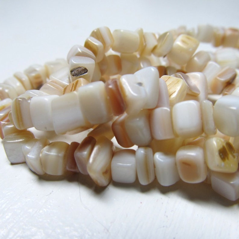 Shell Pearl Beads 5 x 3mm Lustrous Smooth Natural Multi Mix Square Chips 8 inch Strand image 1