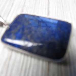 Lapis Lazuli Blue Stone With Gold Flecks Rectangle Pendent 35 X 26mm Focal Bead With Metal Alloy Frame and Bail 1 Piece image 3