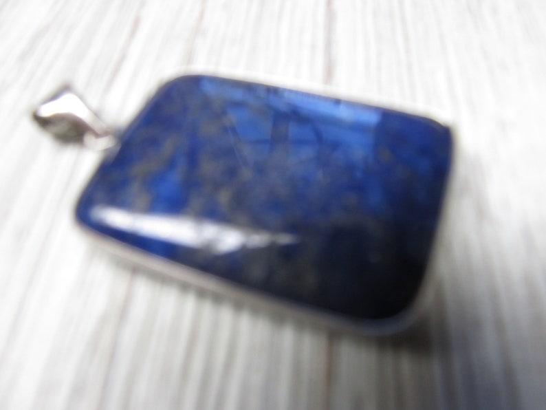 Lapis Lazuli Blue Stone With Gold Flecks Rectangle Pendent 35 X 26mm Focal Bead With Metal Alloy Frame and Bail 1 Piece image 3