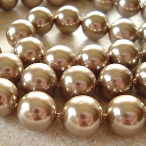Concha de perla de perlas 8mm brillante bronce marr&oacute;n suave rondas - 8 piezas