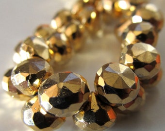 Pyrite Onion Beads 6 x 6mm Gold Coated Fools Gold Faceted Onions - 12 pieces