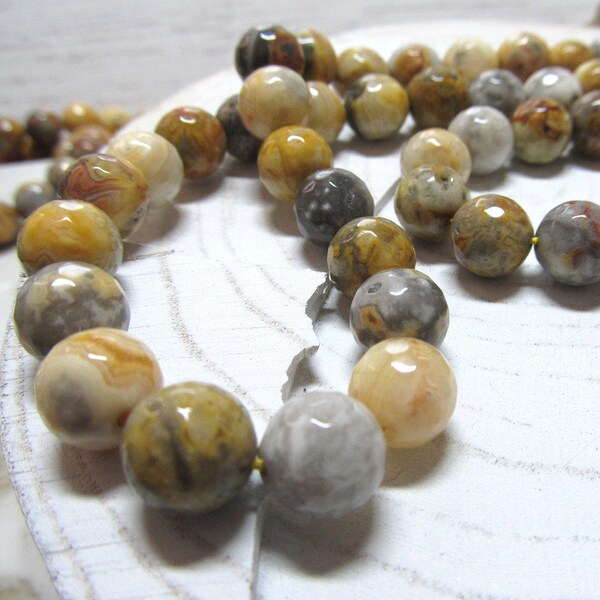 Jasper Beads 10mm Faceted Round Natural Picture Jasper Earth Toned Rounds - 8" Strand
