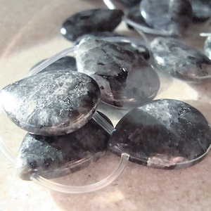 Larvikite Beads 24 x 18mm Black Labradorite Smooth Teardrops 4 Pieces image 3