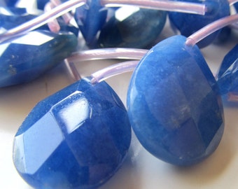 Jade Beads 25 x 18mm Cloudy Sapphire Blue Faceted Briolette Teardrops - 4 Pieces