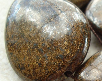 Bronzite Beads 35 x 25mm Exquisite Golden Brown Teardrop Pendant - 1 Piece