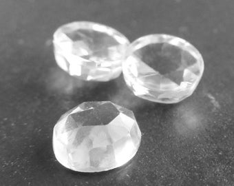 Rose Cut White Topaz Cabochons Crystal Clear Topaz Faceted 6mm Round Calibrated Gemstone Cabs - 8 Pieces