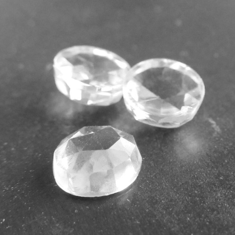 Rose Cut White Topaz Cabochons Crystal Clear Topaz Faceted 6mm Round Calibrated Gemstone Cabs 2 Pieces image 2