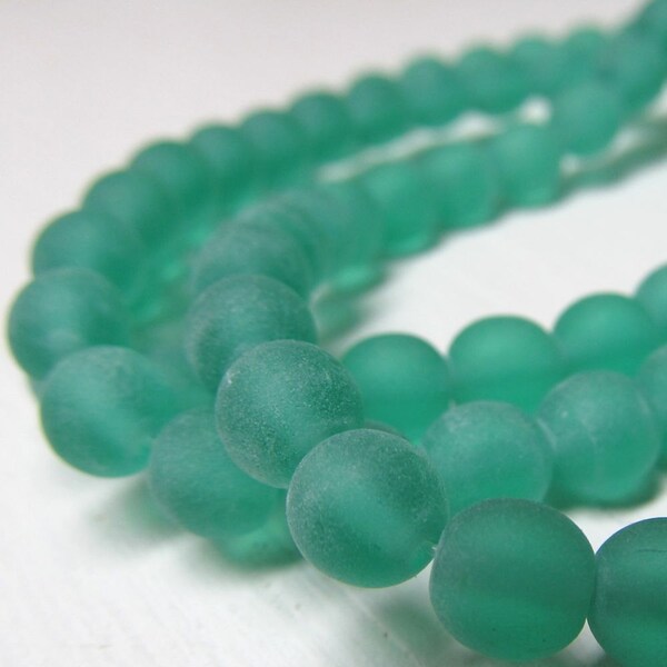 Czech Glass Beads 6mm Matte Smooth Sour Apple Green Round Beads - 30 Pieces