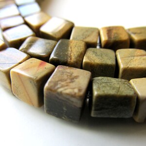 Jasper Beads 6mm Smooth Cube Natural Picasso Jasper Earth Tones Squares 20 Pieces image 4