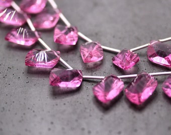 Bubblegum Pink Quartz Faceted Petal Briolettes Fantasy Cut Peony Rose Hot Pink Freeform Petals Leaves 15 X 10mm - 8 inch Strand