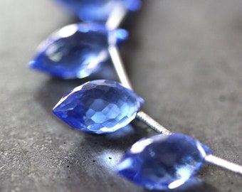 Sapphire Blue Quartz Faceted Briolettes Sky Blue Quartz Gemstone Chandelier Teardrop Briolette Beads 20 X 8mm - 8 inch Strand