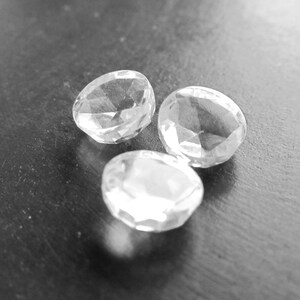 Rose Cut White Topaz Cabochons Crystal Clear Topaz Faceted 6mm Round Calibrated Gemstone Cabs 2 Pieces image 4