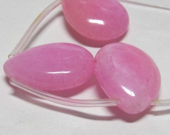 Jade Beads 25 x 18mm Smooth Blush Pink Candy Teardrops - 2 Pieces