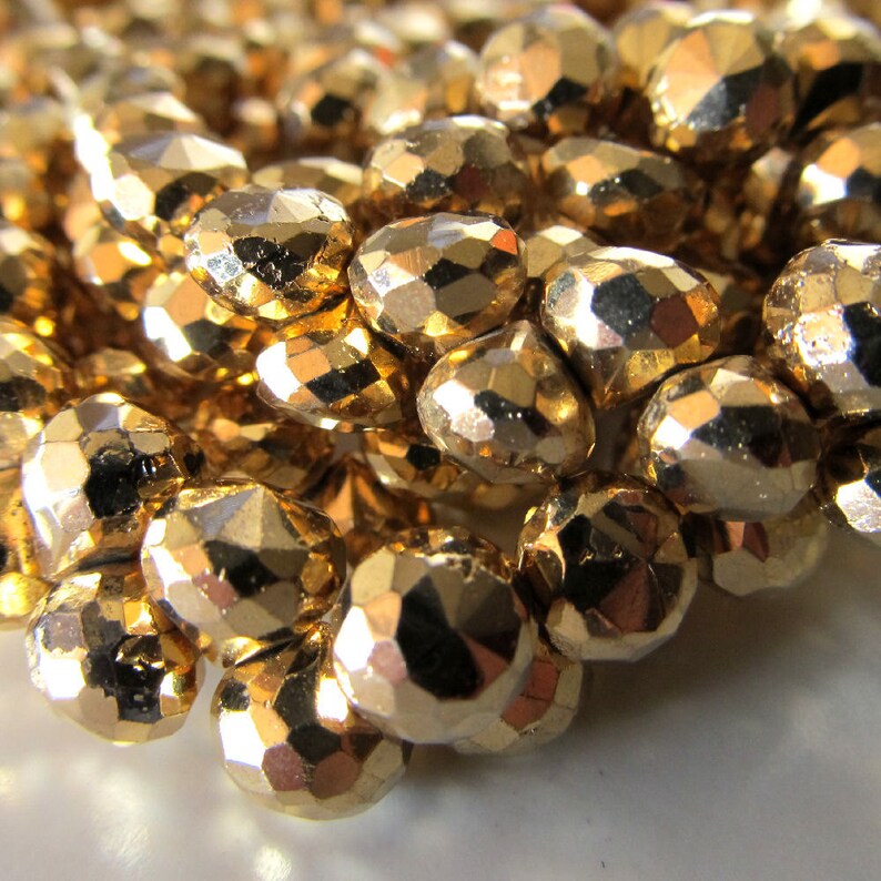 Pyrite Onion Beads 6 x 6mm Gold Coated Fools Gold Faceted Onions 12 pieces image 2